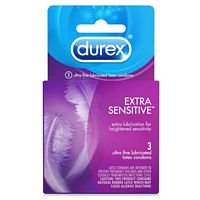 Durex Extra Sensitive Extra Lubricated Latex Condoms, 3-Pack